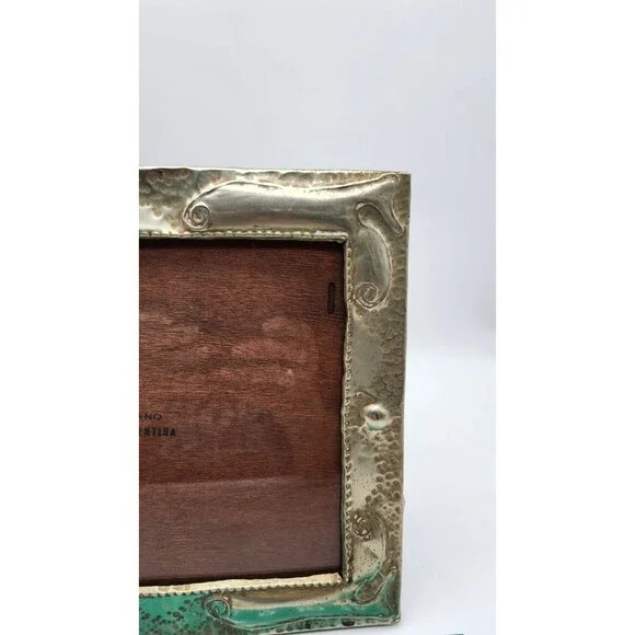 Artesania Argentinia Aplaca Silver & Wood Handmade Picture Frame12 x 9. Vntg